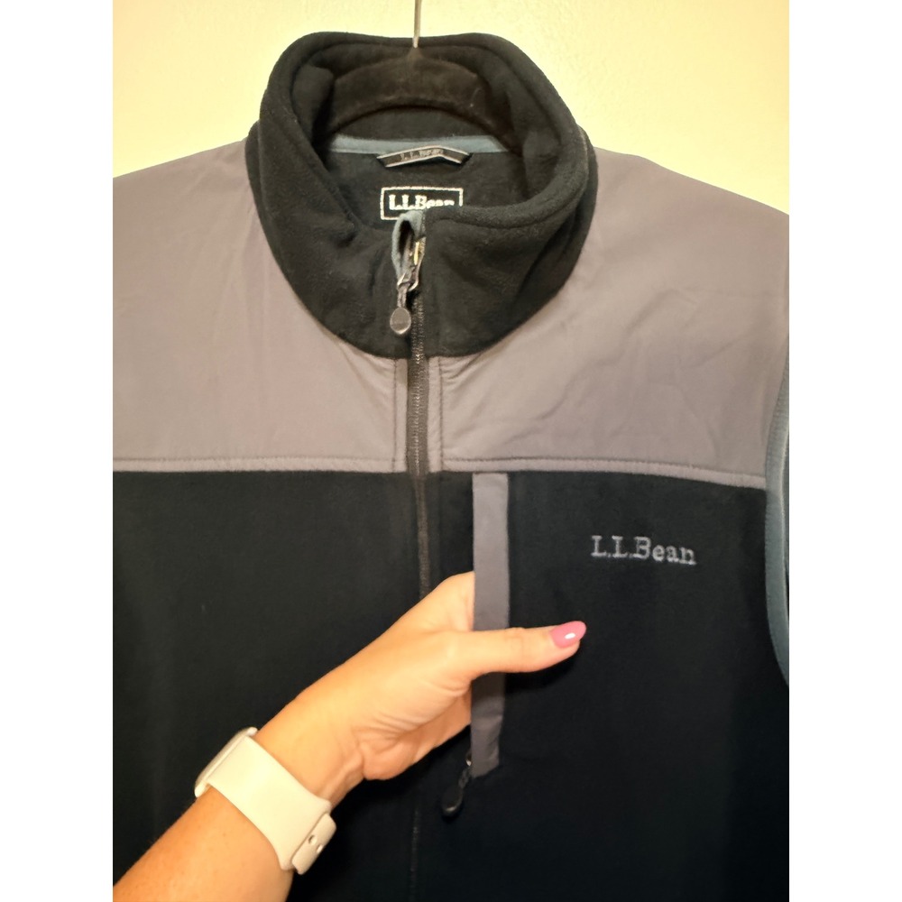LL Bean Vest M Polartec Wind Pro Fleece Colorblock Black Gray Mens Gorpcore